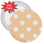 Polka Dots - White on Navajo White Yellow 3  Button (100 pack)