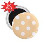 Polka Dots - White on Navajo White Yellow 2.25  Magnet (100 pack)