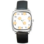 Polka Dots - Navajo White Yellow on White Square Metal Watch