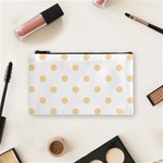 Polka Dots - Navajo White Yellow on White Cosmetic Bag (S)
