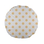Polka Dots - Navajo White Yellow on White Standard 15  Premium Flano Round Cushion