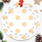 Polka Dots - Navajo White Yellow on White Round Filigree Ornament (Two Sides)