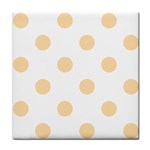 Polka Dots - Navajo White Yellow on White Tile Coaster