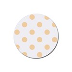 Polka Dots - Navajo White Yellow on White Rubber Round Coaster (4 pack)
