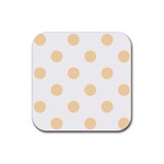 Polka Dots - Navajo White Yellow on White Rubber Coaster (Square)
