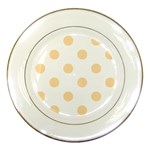 Polka Dots - Navajo White Yellow on White Porcelain Plate