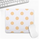 Polka Dots - Navajo White Yellow on White Large Mousepad