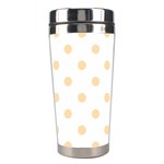 Polka Dots - Navajo White Yellow on White Stainless Steel Travel Tumbler
