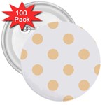 Polka Dots - Navajo White Yellow on White 3  Button (100 pack)