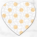 Polka Dots - Navajo White Yellow on White Jigsaw Puzzle (Heart)