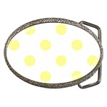 Polka Dots - Pastel Yellow on White Belt Buckle