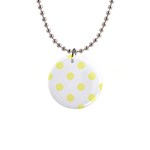 Polka Dots - Pastel Yellow on White 1  Button Necklace