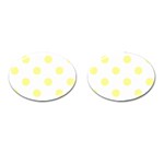 Polka Dots - Pastel Yellow on White Cufflinks (Oval)