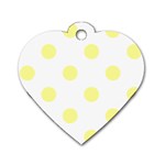 Polka Dots - Pastel Yellow on White Dog Tag Heart (Two Sides)