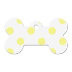 Polka Dots - Pastel Yellow on White Dog Tag Bone (Two Sides)