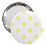 Polka Dots - Pastel Yellow on White 3  Handbag Mirror