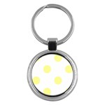 Polka Dots - Pastel Yellow on White Key Chain (Round)
