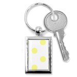 Polka Dots - Pastel Yellow on White Key Chain (Rectangle)