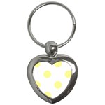 Polka Dots - Pastel Yellow on White Key Chain (Heart)