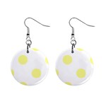 Polka Dots - Pastel Yellow on White 1  Button Earrings