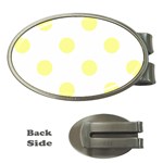 Polka Dots - Pastel Yellow on White Money Clip (Oval)