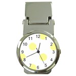 Polka Dots - Pastel Yellow on White Money Clip Watch