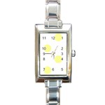 Polka Dots - Pastel Yellow on White Rectangle Italian Charm Watch