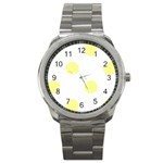 Polka Dots - Pastel Yellow on White Sport Metal Watch