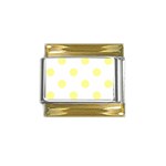 Polka Dots - Pastel Yellow on White Gold Trim Italian Charm (9mm)