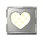 Polka Dots - Pastel Yellow on White Mega Link Heart Italian Charm (18mm)