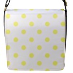 Polka Dots - Pastel Yellow on White Flap Closure Messenger Bag (S)