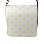 Polka Dots - Pastel Yellow on White Flap Closure Messenger Bag (L)