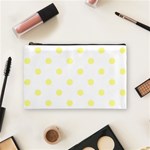 Polka Dots - Pastel Yellow on White Cosmetic Bag (M)