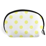 Polka Dots - Pastel Yellow on White Accessory Pouch (Large)