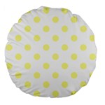 Polka Dots - Pastel Yellow on White Large 18  Premium Flano Round Cushion
