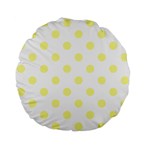 Polka Dots - Pastel Yellow on White Standard 15  Premium Flano Round Cushion
