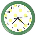 Polka Dots - Pastel Yellow on White Color Wall Clock
