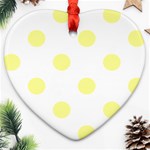 Polka Dots - Pastel Yellow on White Heart Ornament (Two Sides)