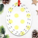 Polka Dots - Pastel Yellow on White Oval Filigree Ornament (Two Sides)