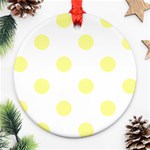 Polka Dots - Pastel Yellow on White Round Ornament (Two Sides)