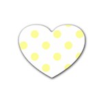 Polka Dots - Pastel Yellow on White Heart Coaster (4 pack)