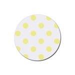 Polka Dots - Pastel Yellow on White Rubber Round Coaster (4 pack)