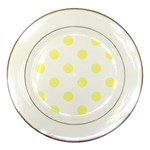Polka Dots - Pastel Yellow on White Porcelain Plate