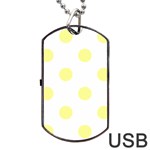Polka Dots - Pastel Yellow on White Dog Tag USB Flash (Two Sides)