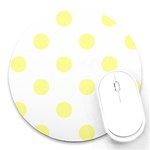 Polka Dots - Pastel Yellow on White Round Mousepad