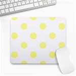 Polka Dots - Pastel Yellow on White Large Mousepad