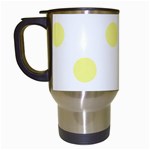 Polka Dots - Pastel Yellow on White Travel Mug (White)