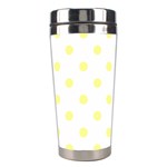 Polka Dots - Pastel Yellow on White Stainless Steel Travel Tumbler