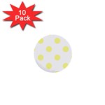 Polka Dots - Pastel Yellow on White 1  Mini Button (10 pack)