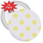 Polka Dots - Pastel Yellow on White 3  Button (10 pack)